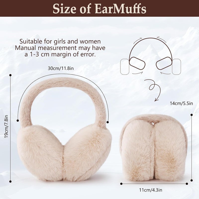 Clothclose Ear Muffs for Kids - Furry Ear Muffs for Winter Women Girls Boys, Foldable Cozy Winter Earmuffs Warmers - Image 2